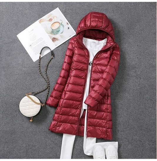 Wearclo | Women's Long Down Puffer Jacket with Hood