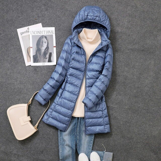 Wearclo | Women's Long Hooded Puffer Jacket