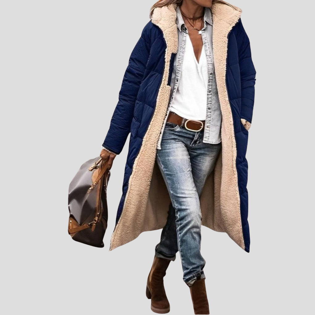 Wearclo | Women's Long Hooded Reversible Coat