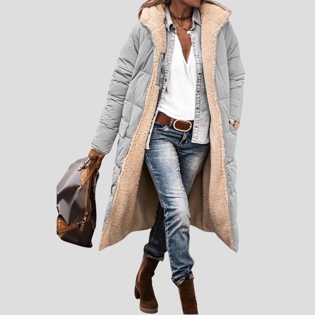 Wearclo | Women's Long Hooded Reversible Coat