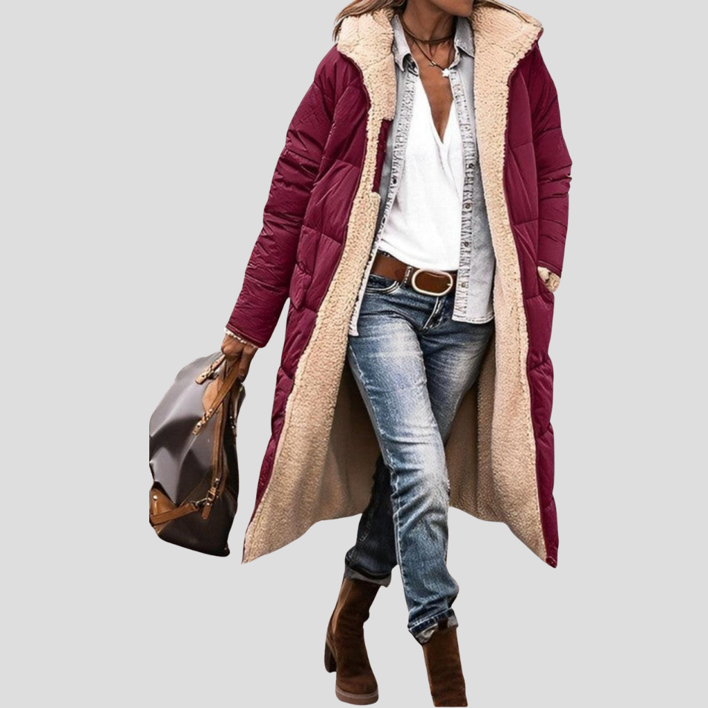 Wearclo | Women's Long Hooded Reversible Coat