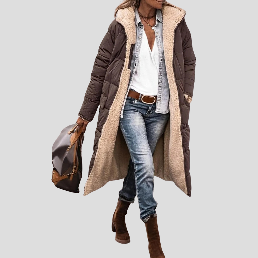 Wearclo | Women's Long Hooded Reversible Coat