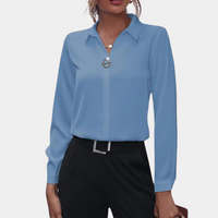 Wearclo | Chic Button-Up Shirt with Ring Accent