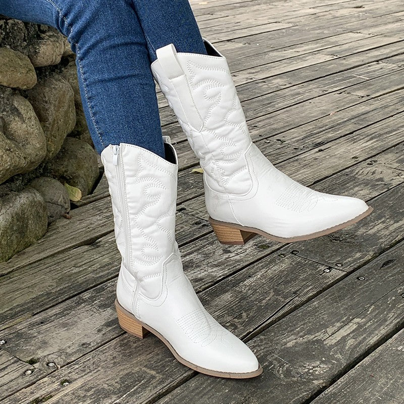 Wearclo | Women's Metallic Cowboy Boots