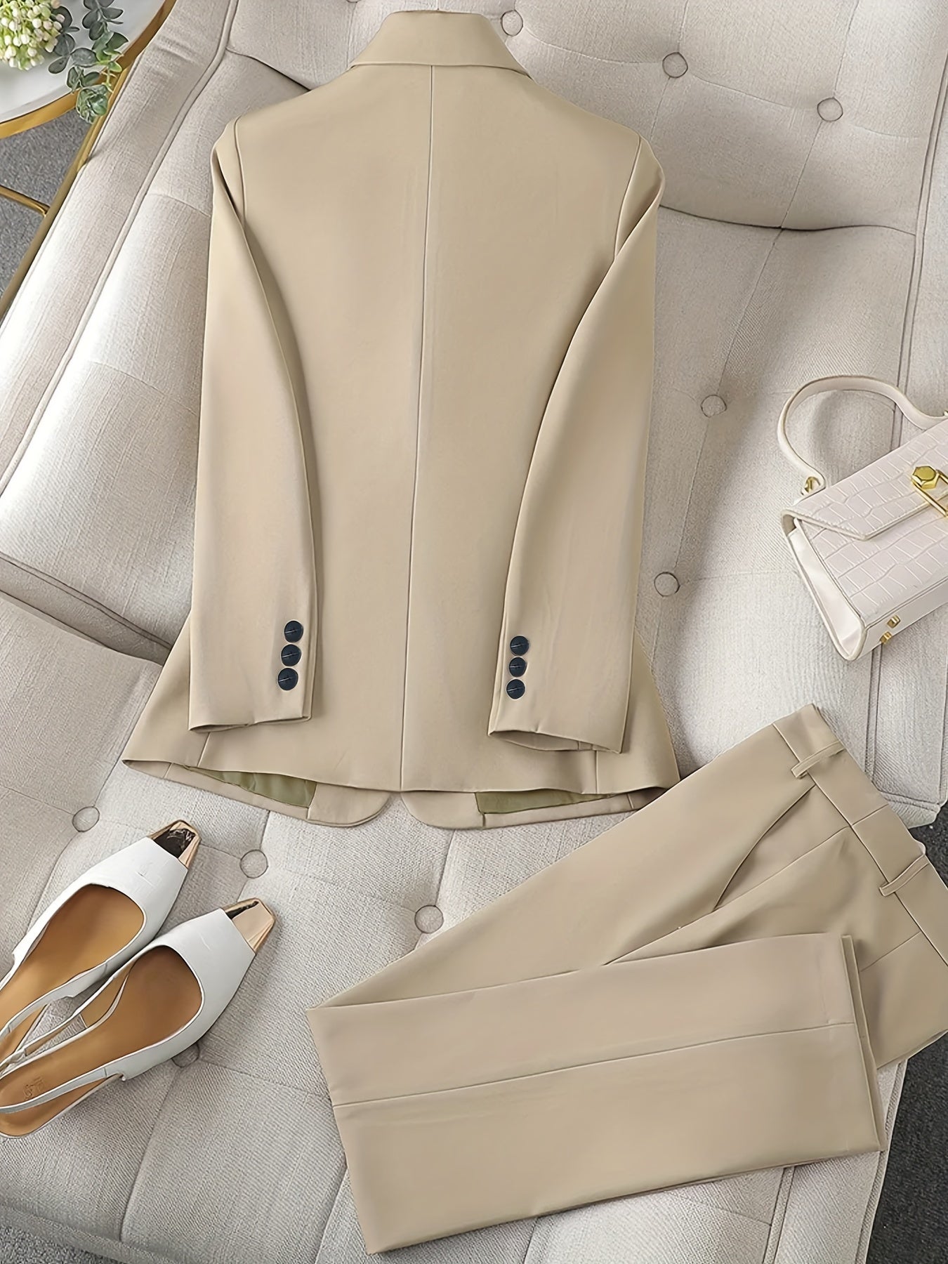 Wearclo | Women's Notched Lapel Blazer Suit Set