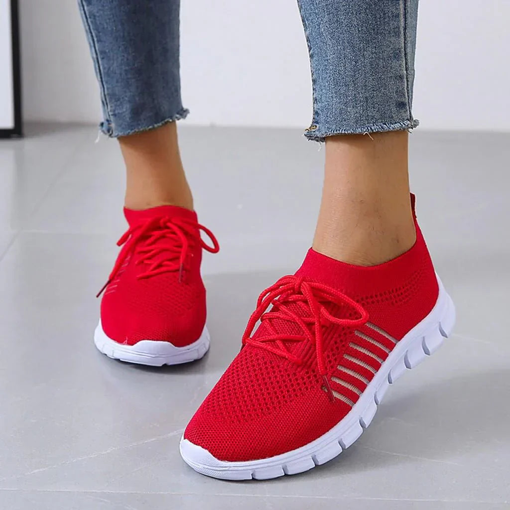 Wearclo | Women's Orthopedic Knit Sneakers with Lace-Up
