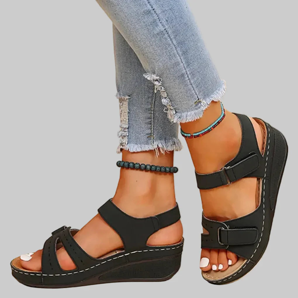 Wearclo | Women's Orthopedic Wedge Sandals with Adjustable Straps