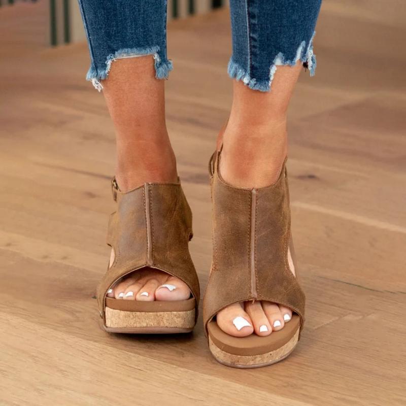 Wearclo | Women's Orthopedic Wedge Sandals with Cutout Detail