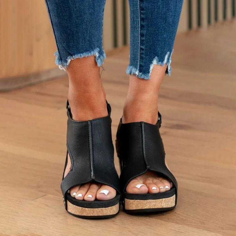 Wearclo | Women's Orthopedic Wedge Sandals with Cutout Detail