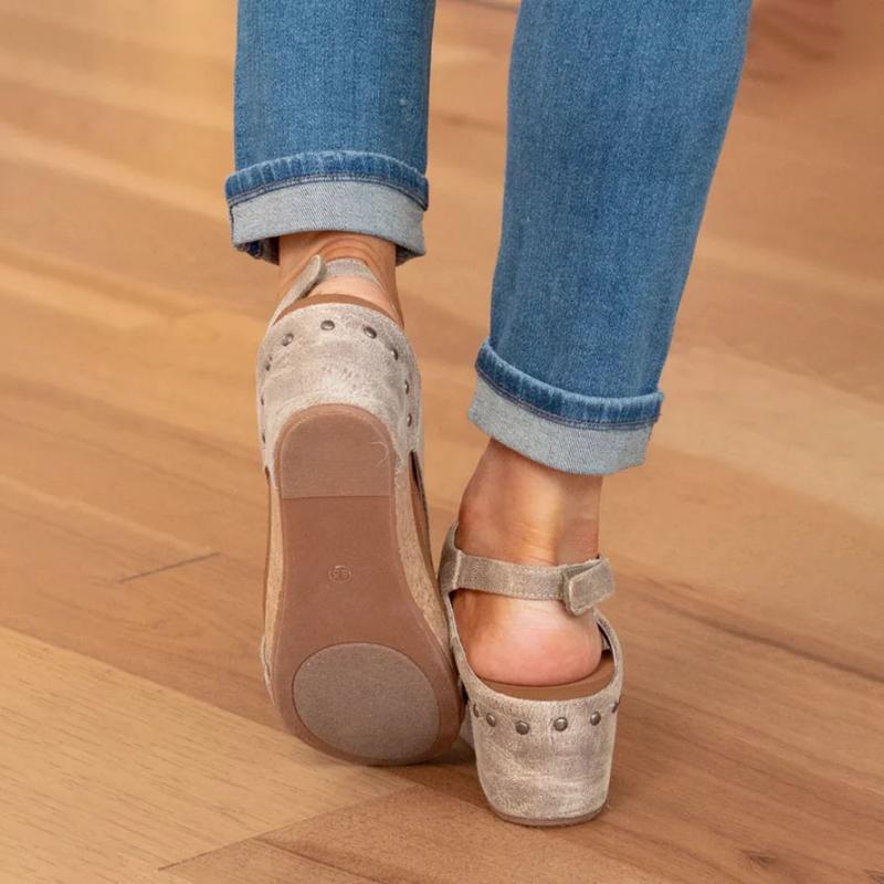 Wearclo | Women's Orthopedic Wedge Sandals with Cutout Detail