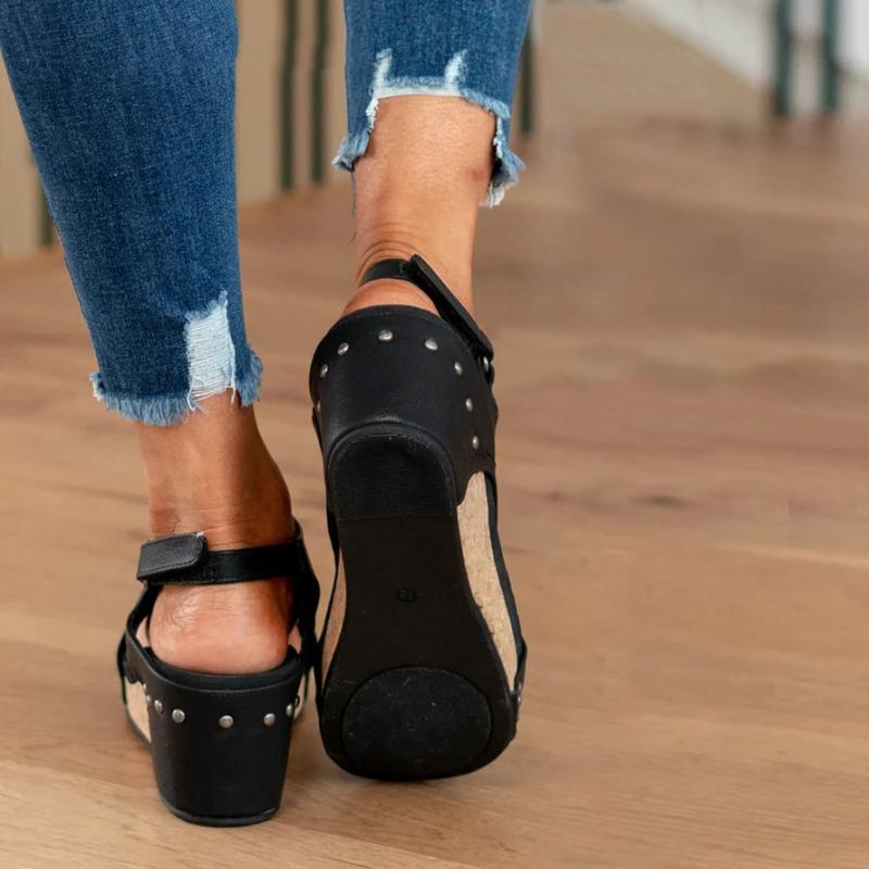 Wearclo | Women's Orthopedic Wedge Sandals with Cutout Detail