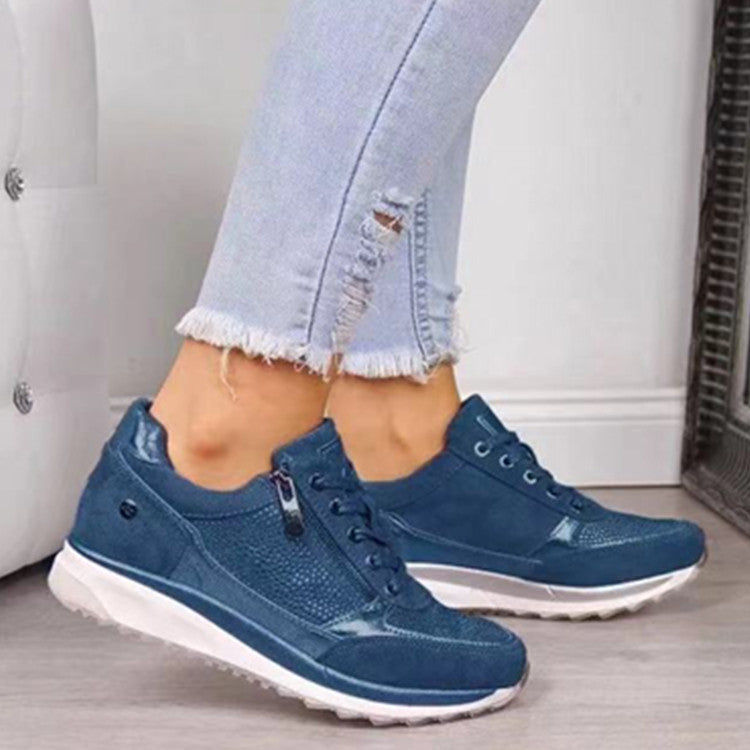 Wearclo | Women's Orthopedic Wedge Sneakers with Zipper Detail