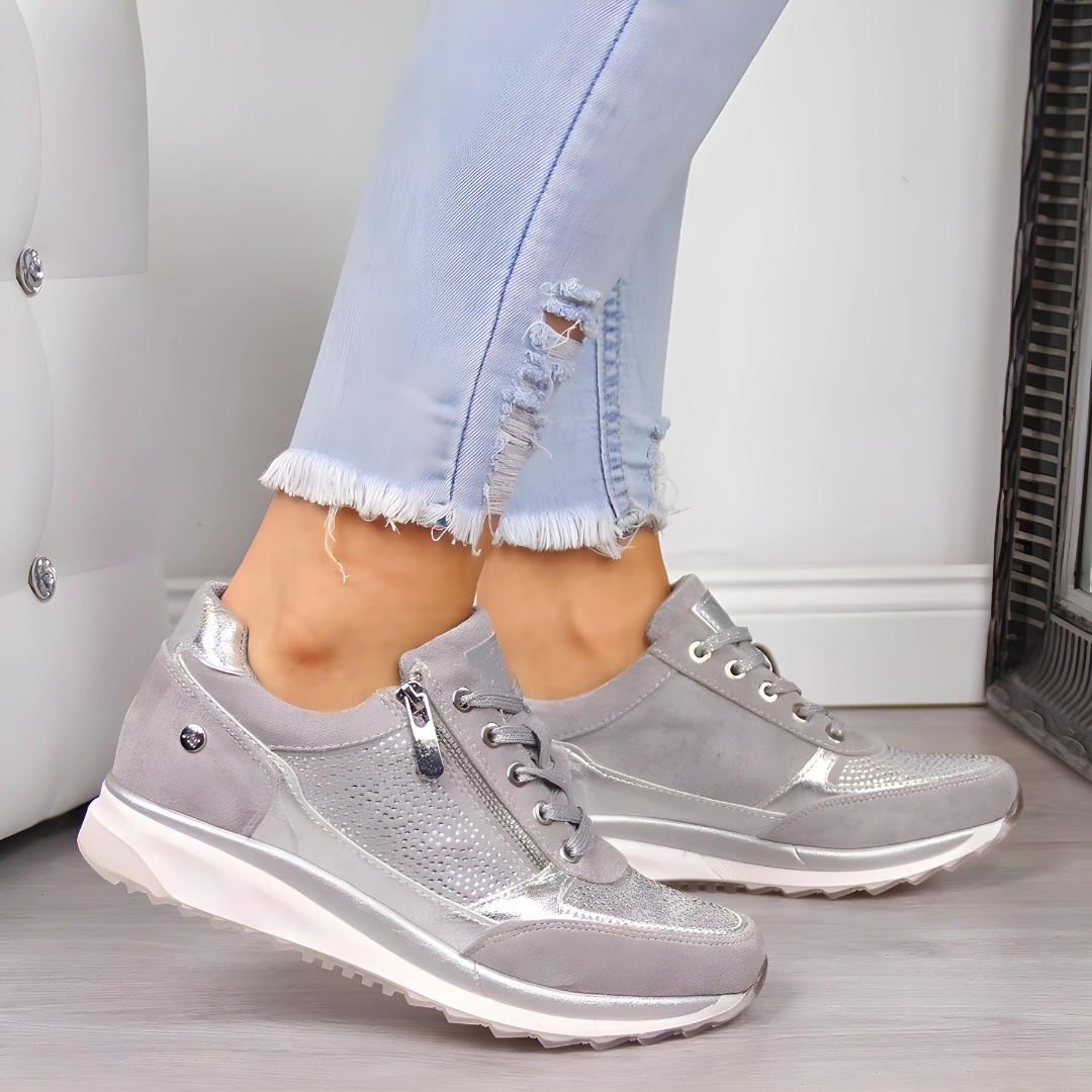 Wearclo | Women's Orthopedic Wedge Sneakers with Zipper Detail