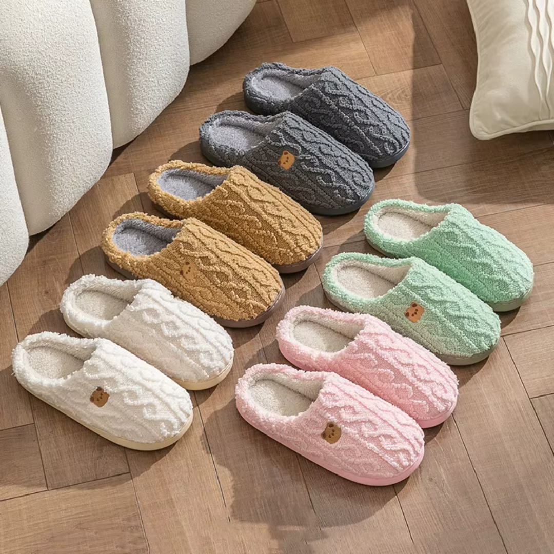 Wearclo | Women's Plush Teddy Bear Slippers