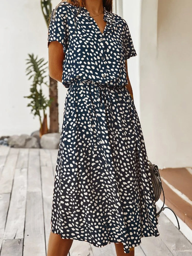Wearclo | Women's Print Midi Shirtdress