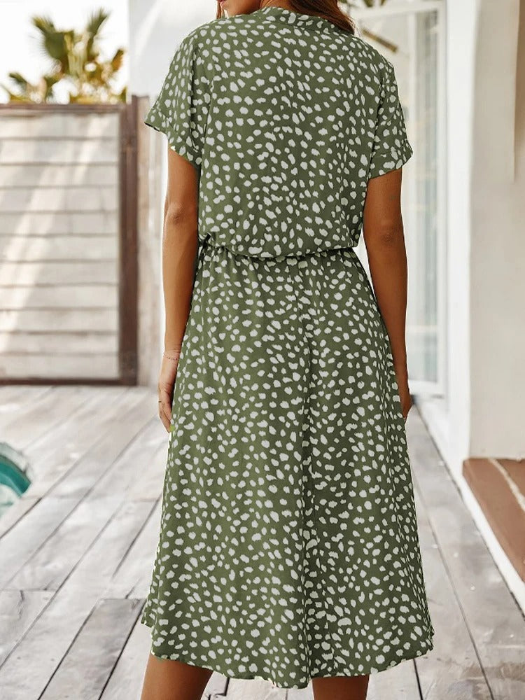 Wearclo | Women's Print Midi Shirtdress