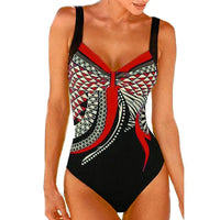 Wearclo | Women's Geometric Print One-Piece Swimsuit
