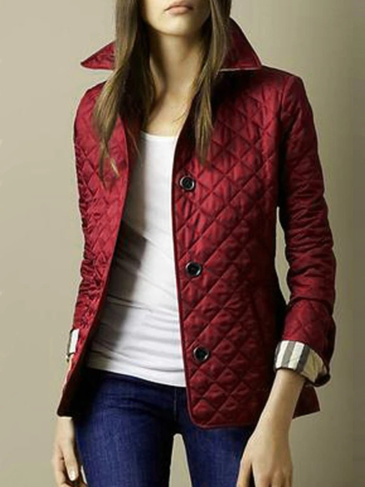 Wearclo | Women's Quilted Jacket with Turned-Down Collar