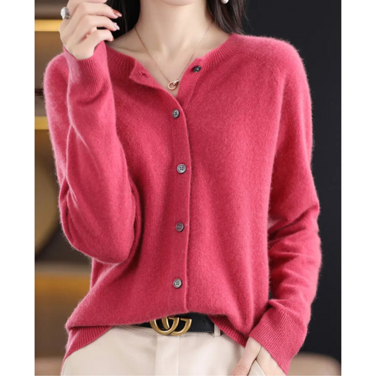 Wearclo Women's Round Neck Cardigan Sweater