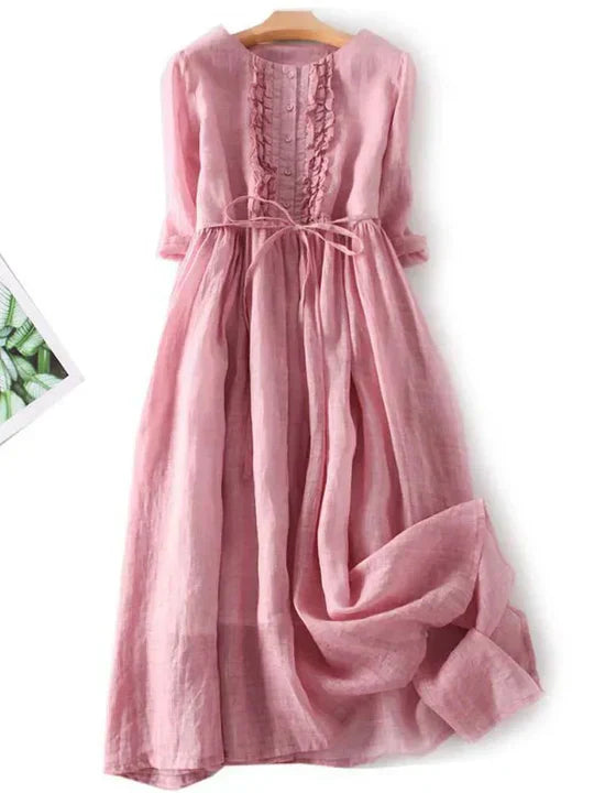 Wearclo | Women's Ruffle Midi Dress with Tie Waist