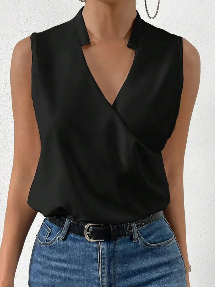 Wearclo | Women's Sleeveless Floral V-Neck Top