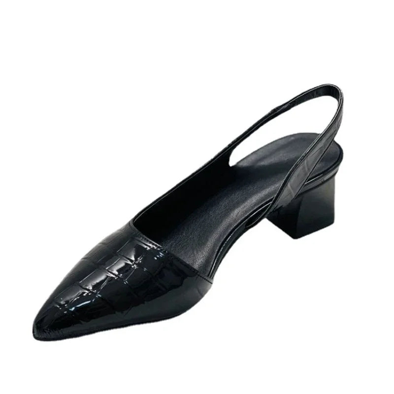 Wearclo | Women's Slingback Pumps Croco Embossed