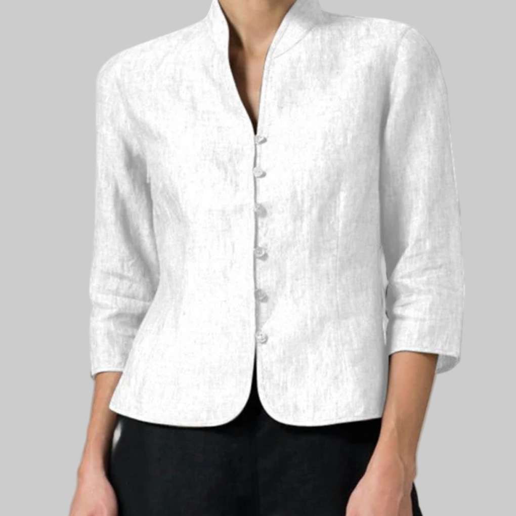 Wearclo | Women's Stand Collar Blouse with Button Front