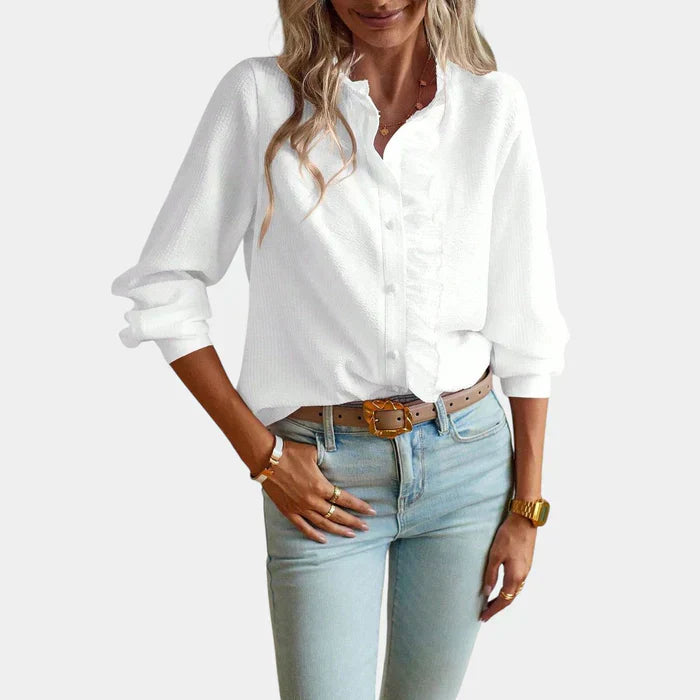 Wearclo | Women's Striped Ruffle Blouse