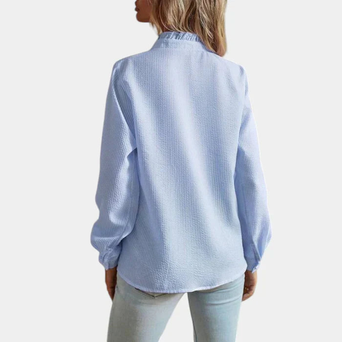 Wearclo | Women's Striped Ruffle Blouse