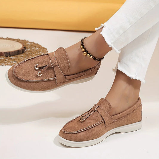 Wearclo | Women's Suede Loafers with Tassel Detail