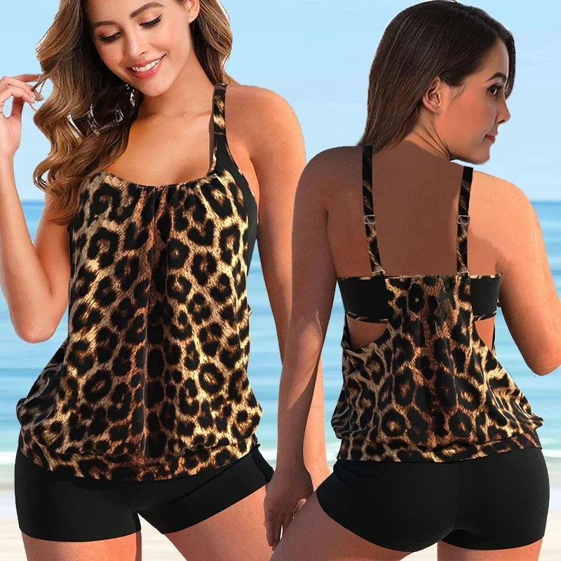 Wearclo | Women's Tankini Swimsuit with Boyshorts & Floral Print