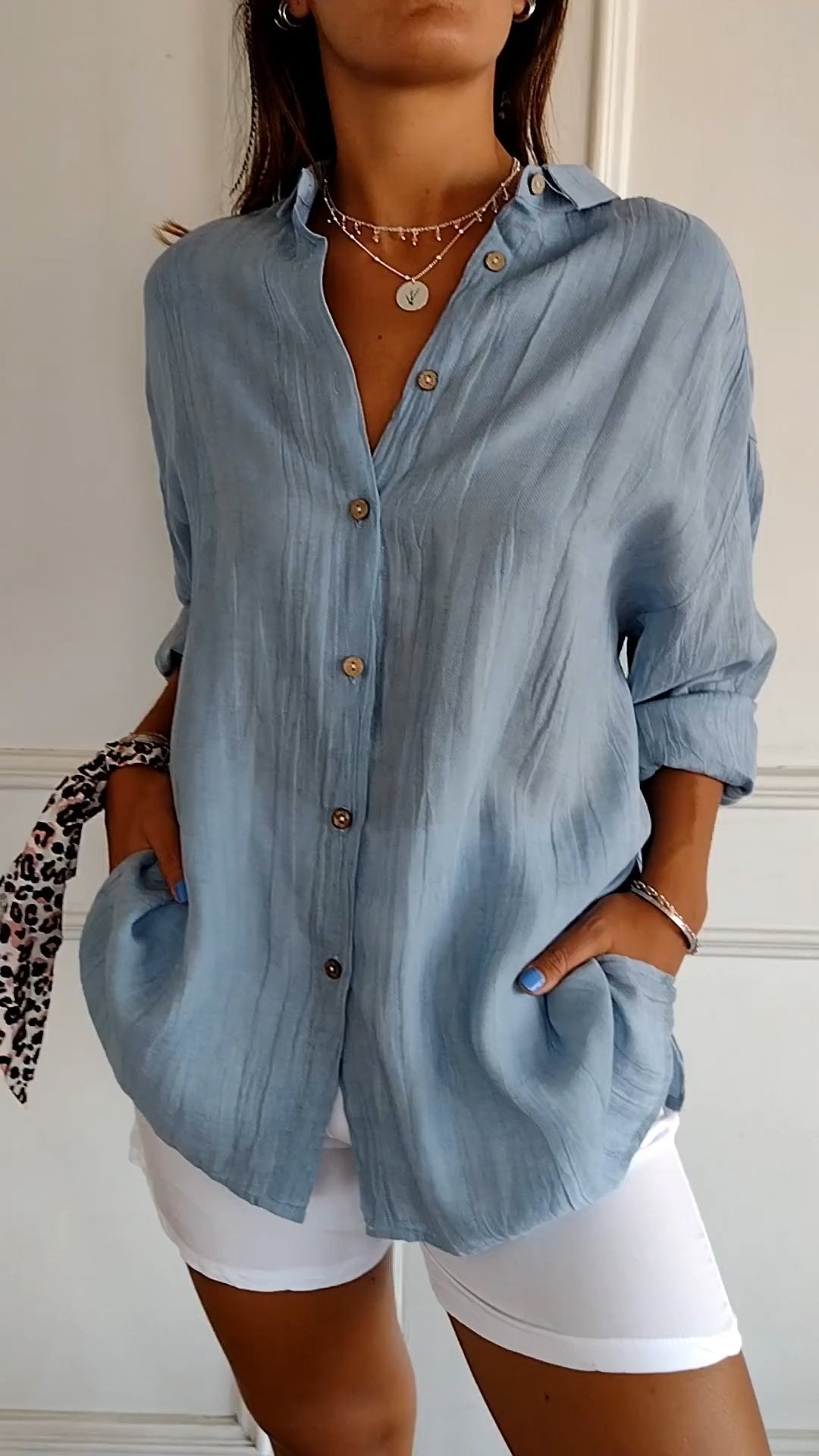 Wearclo | Women's Textured Button-Up Shirt
