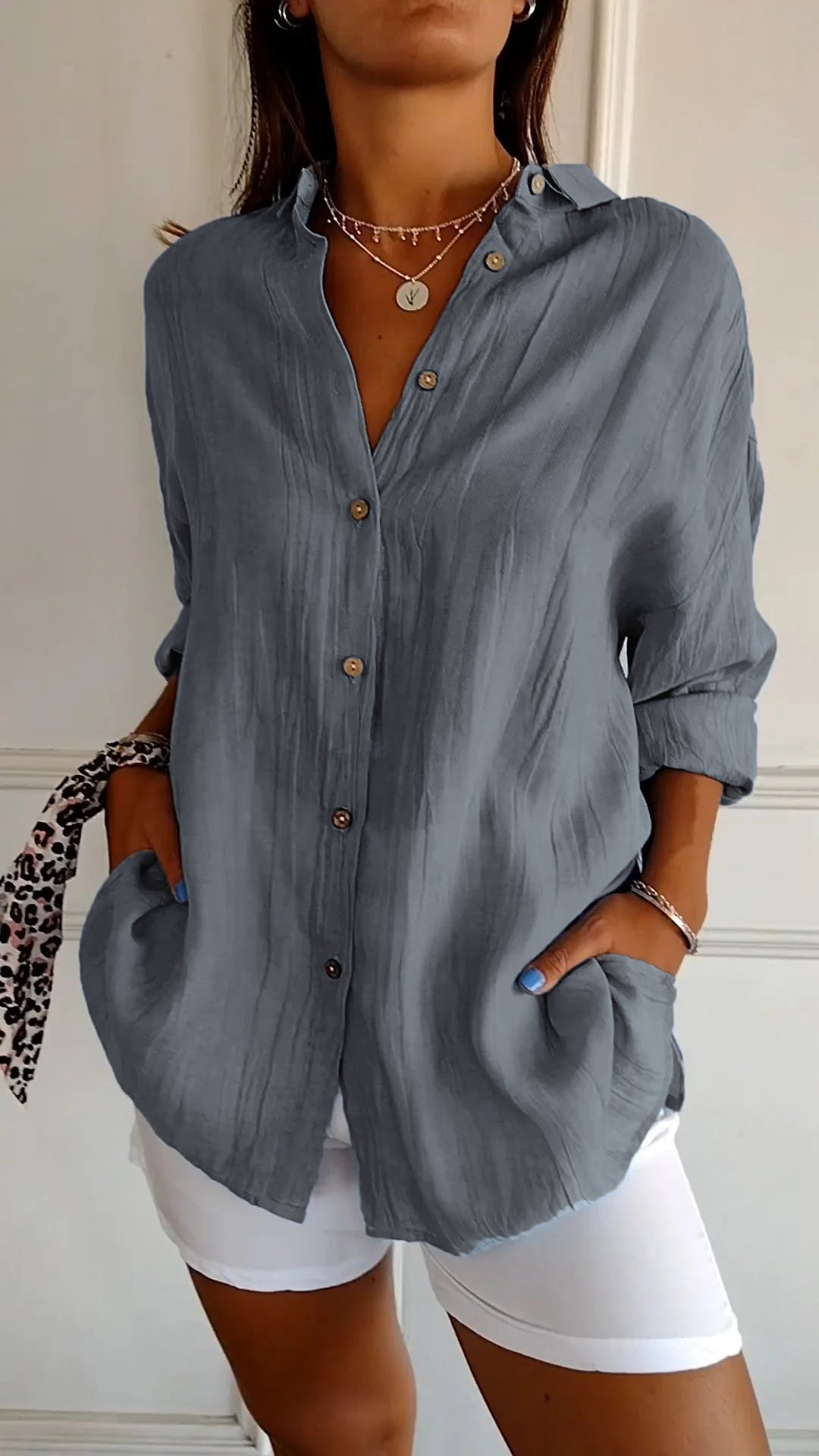 Wearclo | Women's Textured Button-Up Shirt