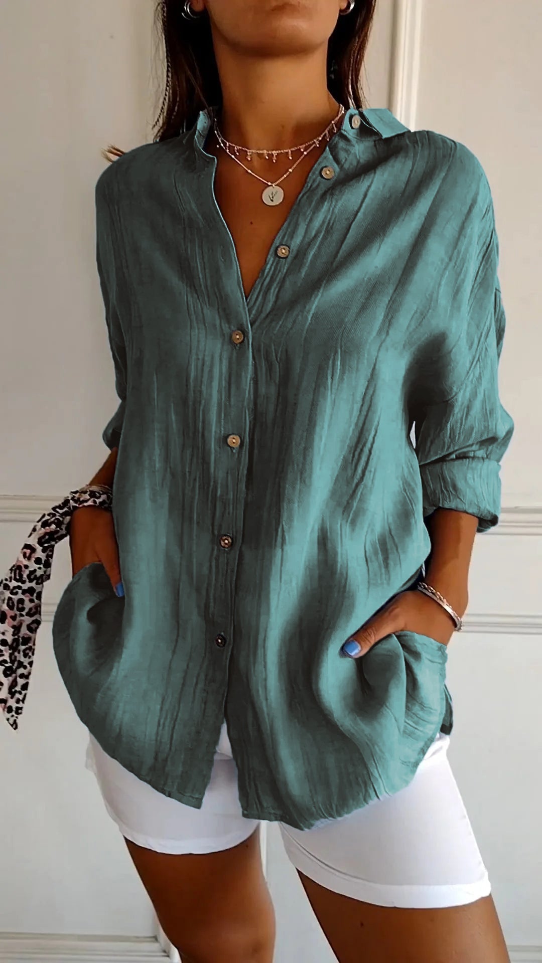 Wearclo | Women's Textured Button-Up Shirt