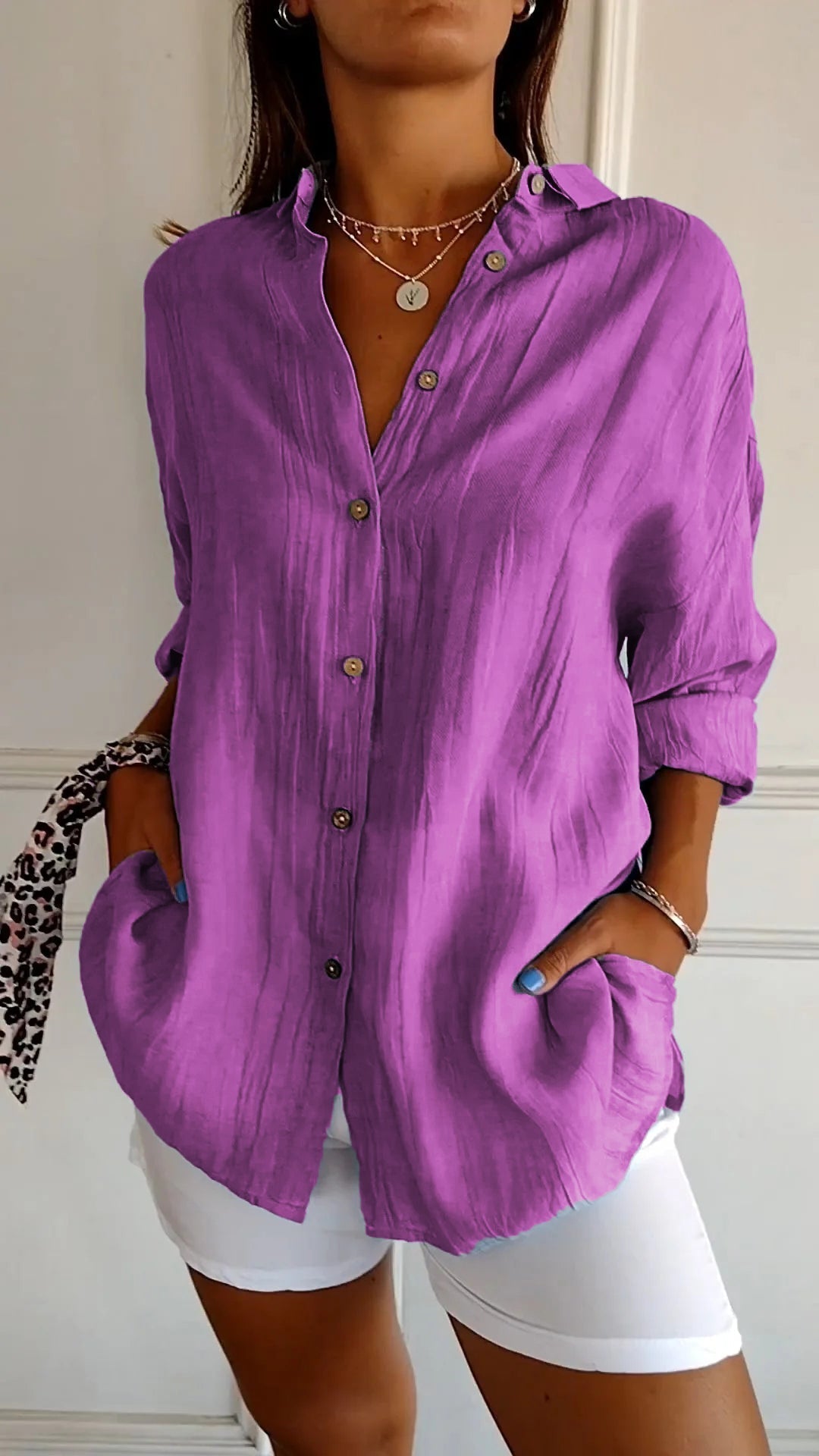 Wearclo | Women's Textured Button-Up Shirt