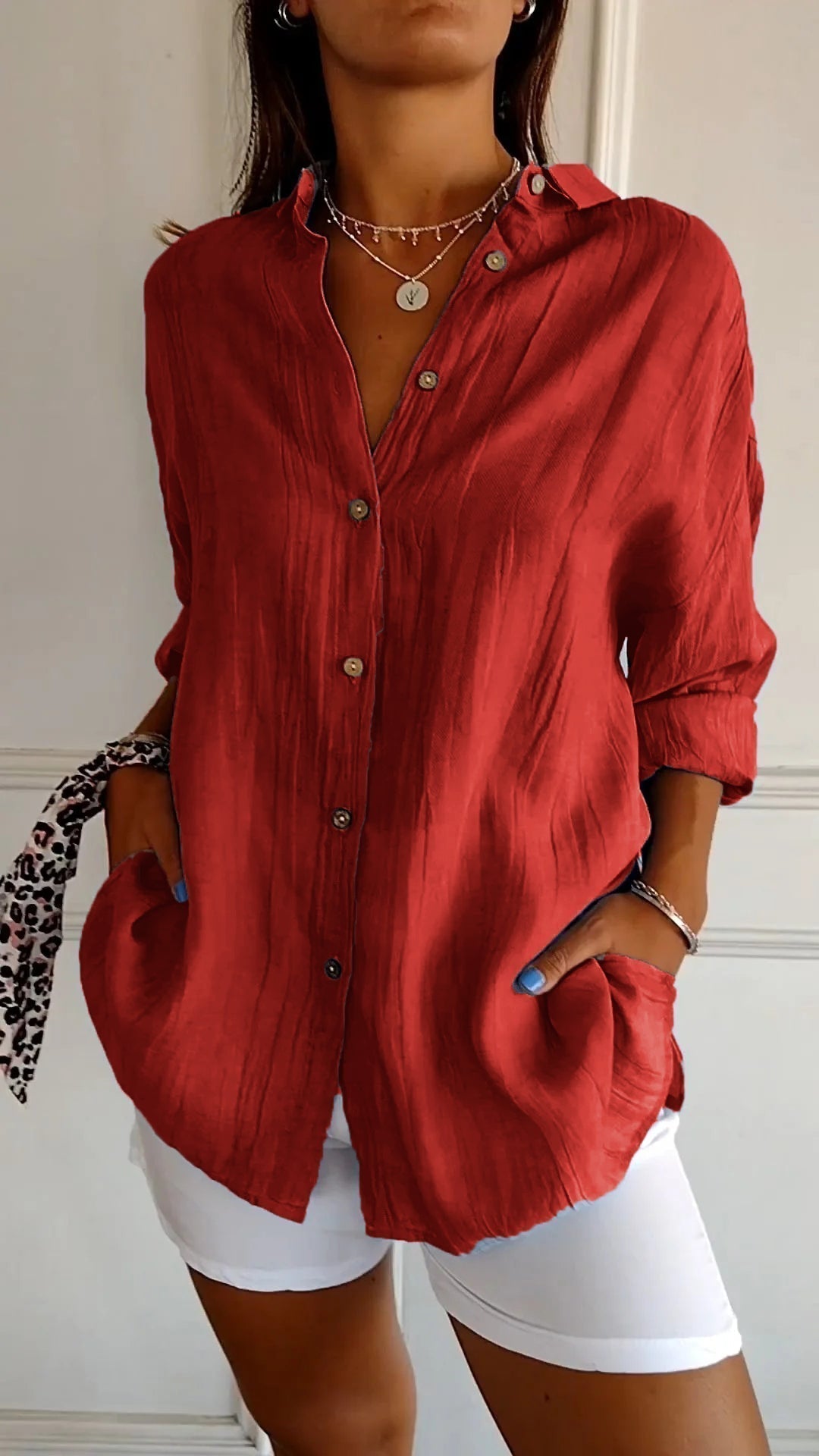 Wearclo | Women's Textured Button-Up Shirt