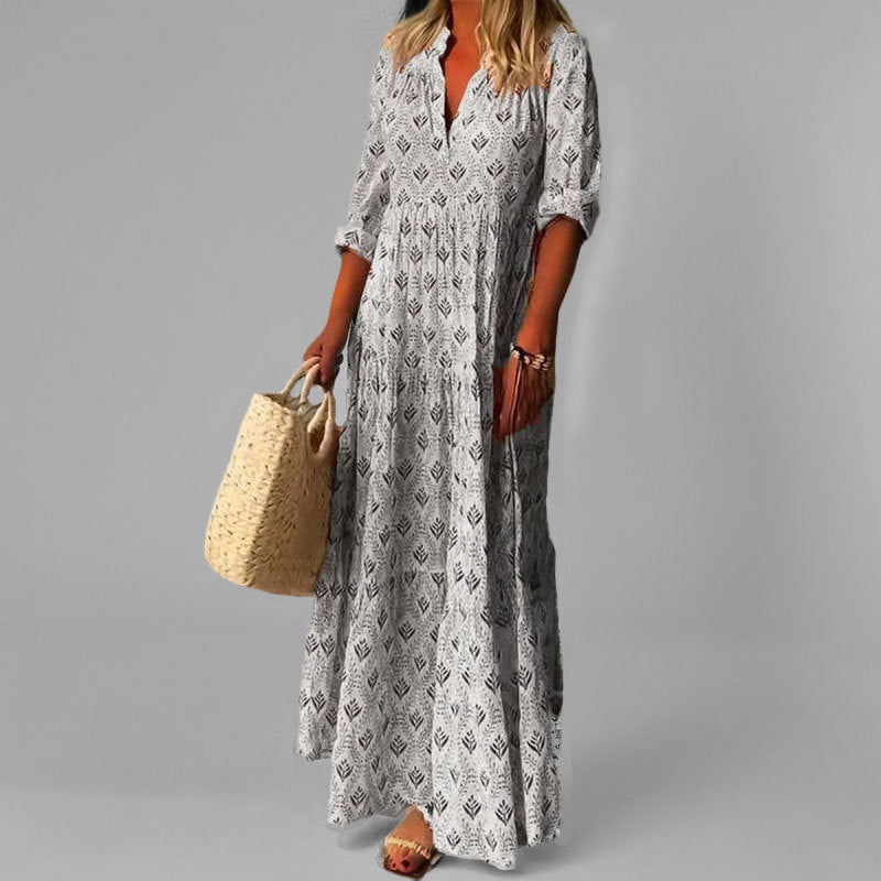 Wearclo | Women's Tiered Maxi Dress with V-Neck