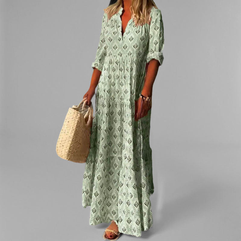 Wearclo | Women's Tiered Maxi Dress with V-Neck