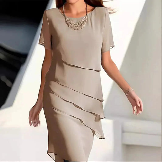 Wearclo | Women's Tiered Overlay Midi Dress