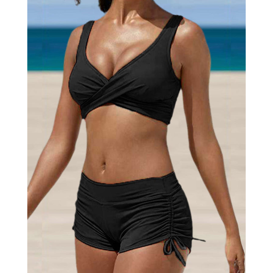 Wearclo | Women's Two-Piece Bikini with Ruched Shorts