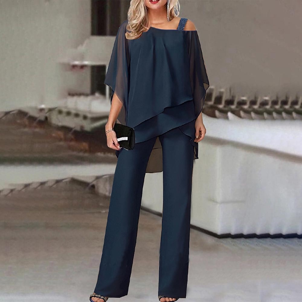 Wearclo Women's Two-Piece Set | Elegant Jumpsuit with Cold Shoulder Blouse