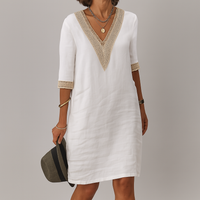 Wearclo | Airy Lace Trim Midi Dress