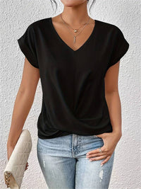 V-Neck Twisted Hem T-Shirt