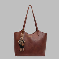 Wearclo | Women's Vintage Tote Shoulder Bag with Charm