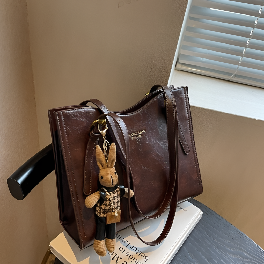 Wearclo | Women's Vintage Tote Shoulder Bag with Charm