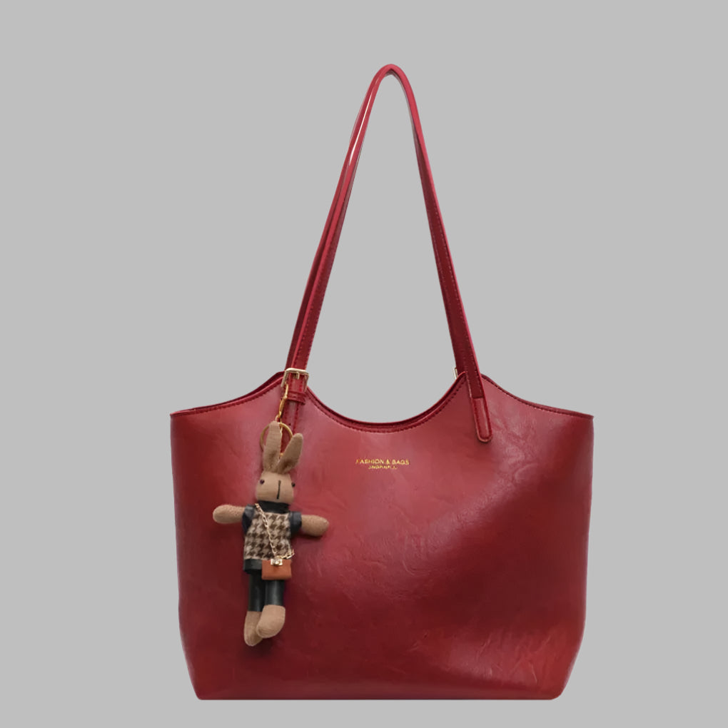Wearclo | Women's Vintage Tote Shoulder Bag with Charm