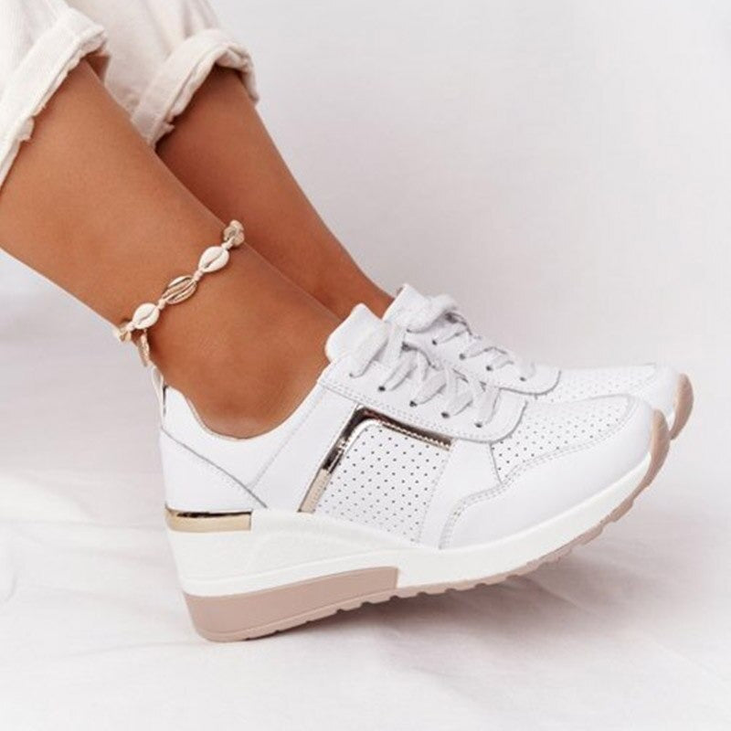 Wearclo | Women's Wedge Sneakers with Metallic Accents