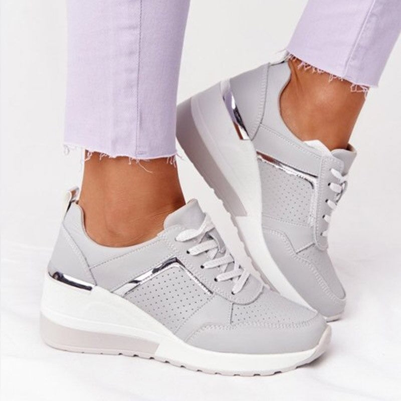 Wearclo | Women's Wedge Sneakers with Metallic Accents