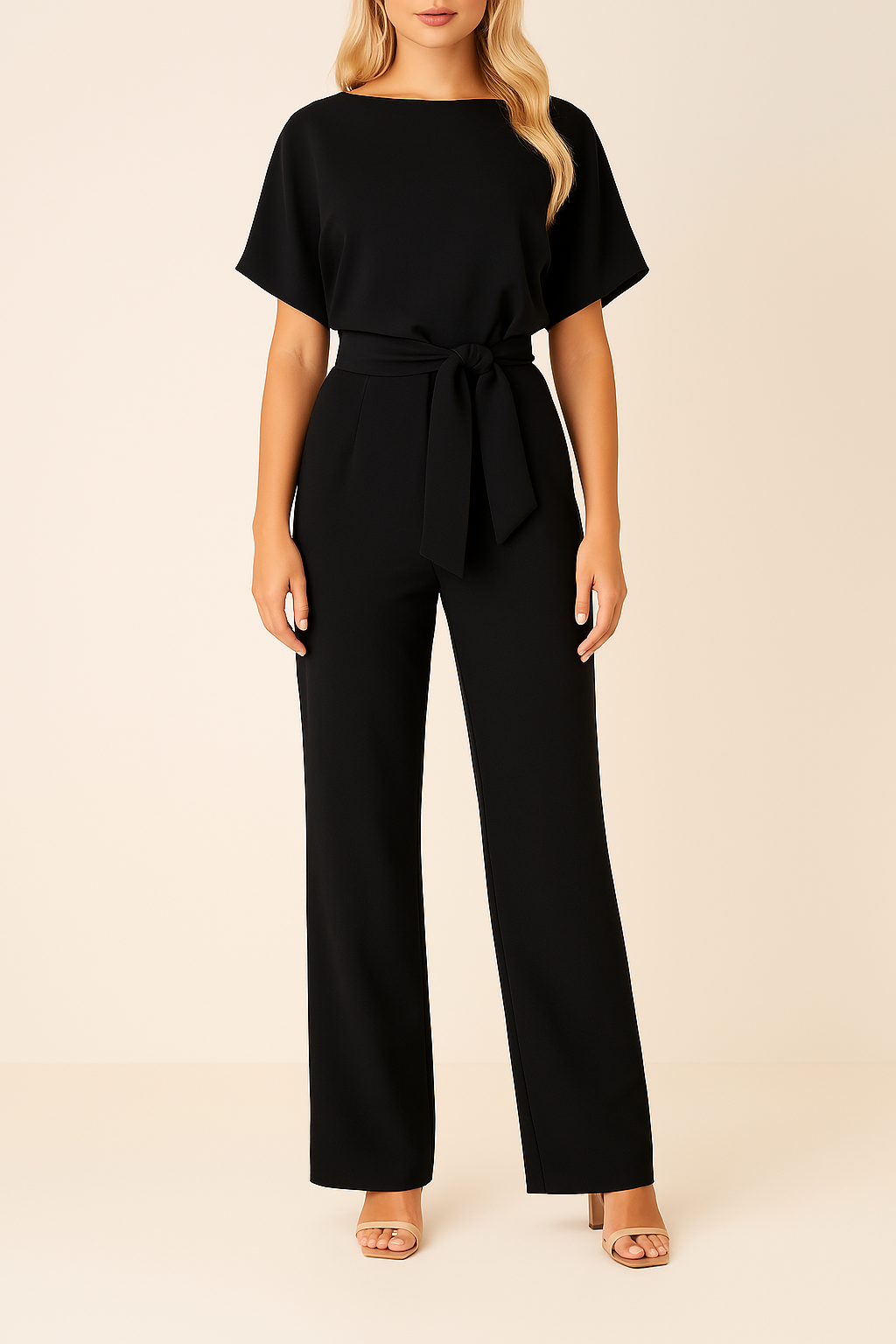 Wearclo | Women's Wide Leg Jumpsuit with Belt