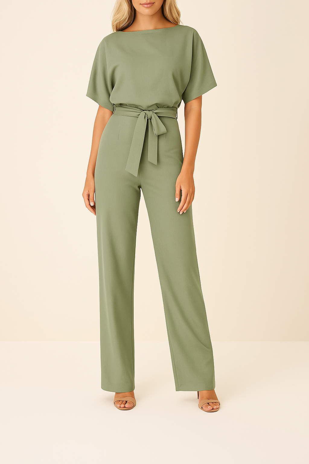 Wearclo | Women's Wide Leg Jumpsuit with Belt